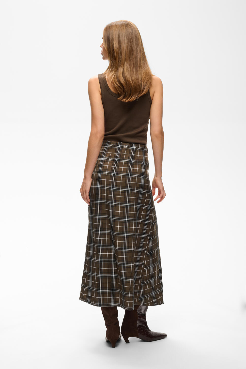 GZaleya HW midi nederdel - Green Olive Check